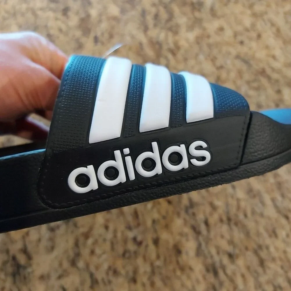Adidas Adilette Cloudfoam Shower Slides - Core Black / Cloud White NWT Men's 13